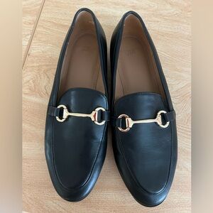 H&M Black Loafers w/ Gold Buckle
